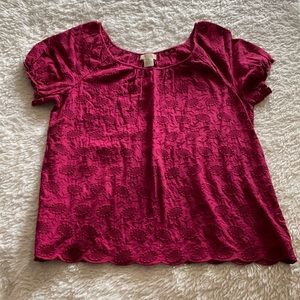 Lucky Brand violet cap sleeve top sunflower design